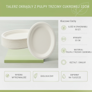 Talerze owalne z pulpy 32cm 50szt | Biodegradowalne | EcoPulpa