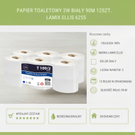 Papier toaletowy Jumbo 2W Biały 90m 12szt Celuloza 100% ...