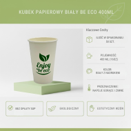 Kubek papierowy 400ml BE ECO 50szt OdraPak | Do napojów zimnych i gorących