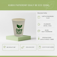 Kubek papierowy 200ml biały 75szt | Enjoy Be Eco
