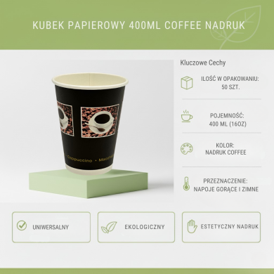 Kubki papierowe PE 400ml COFFEE 50szt | ABENA