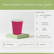 Kubki papierowe PE 250ml różowe 50szt | Abena