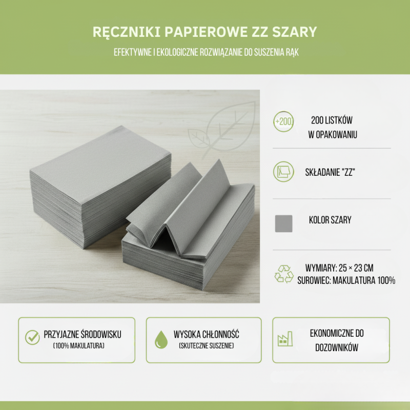 Ręcznik Papierowy ZZ 1W Szary 200szt – Ekonomiczny Wybór