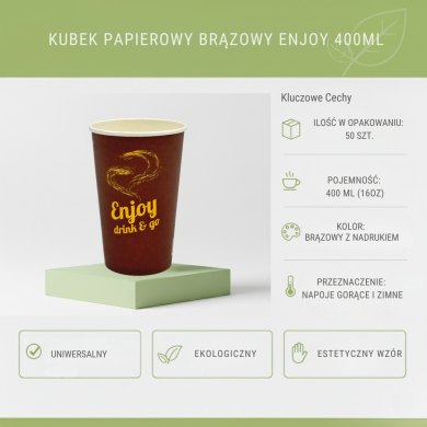 Kubek Papierowy 400ml Enjoy Coffee 50szt | Papier+PE