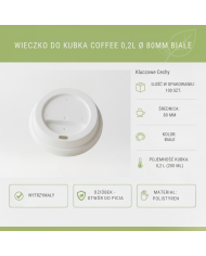 Wieczko 80mm do Kubka 200ml Coffee Białe | 100szt | PS