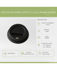 Wieczko Kubka 90mm Czarne 100szt | Coffee 0,3L 0,4L