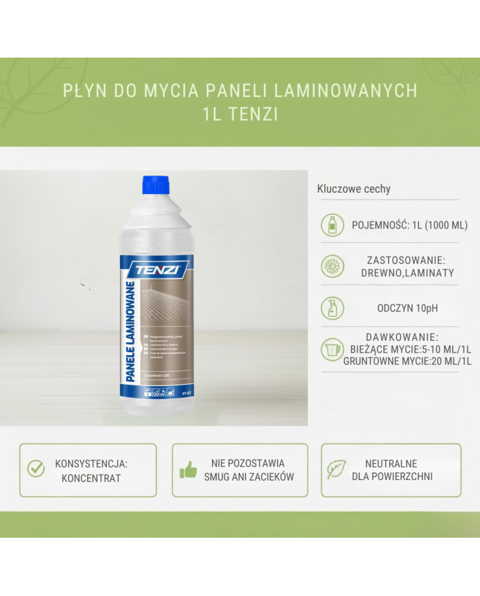 TENZI Panele Laminowane 1L – Płyn do mycia paneli i drewna
