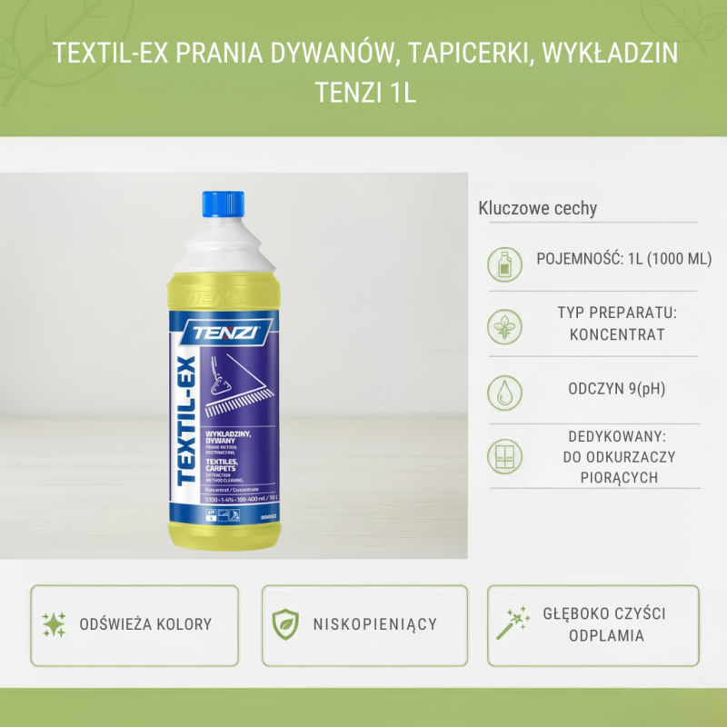 TEXTIL-EX 1L Pranie Dywanów Ekstrakcyjne TENZI | Profesjonalny