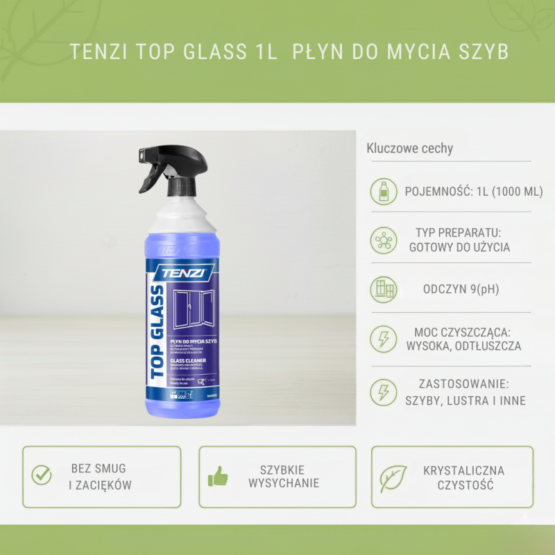 TENZI Top Glass 1L – Płyn do Szyb i Luster