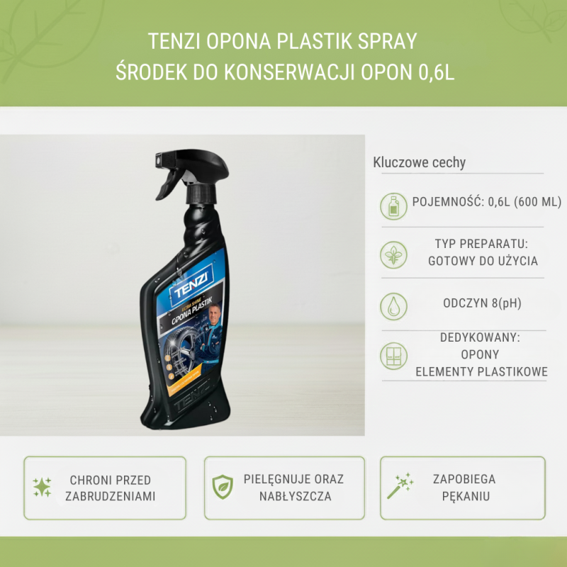 TENZI OPONA PLASTIK SPRAY 0,6L – Dressing do Opon i Plastików