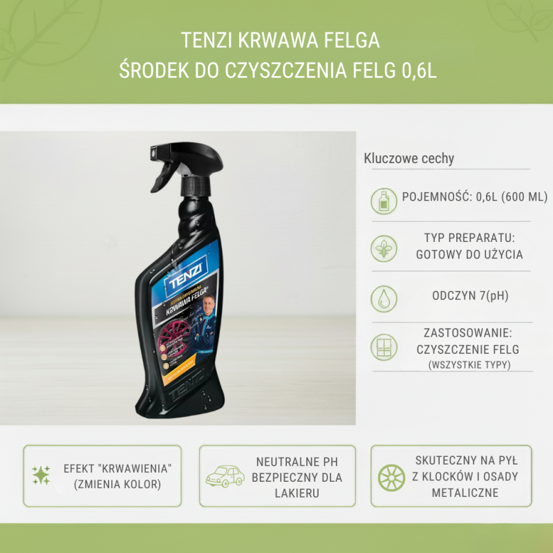 TENZI Krwawa Felga 0,6L – Środek do Czyszczenia Felg | Profesjonalny