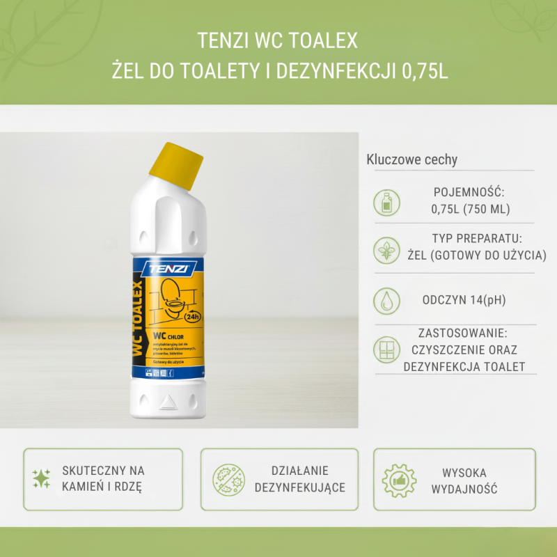 TENZI TOALEX 1L Żel Dezynfekcja Toalet Sanitariów Profesjonalny
