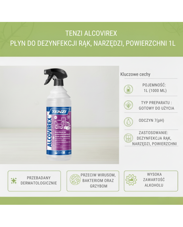 TENZI ALCOVIREX 1L Spray wirusobójczy