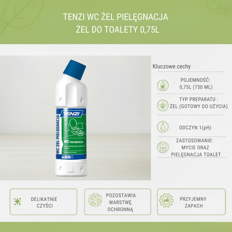 TENZI WC Żel Pielęgnacja 0,75L – Żel do Toalet | Profesjonalny