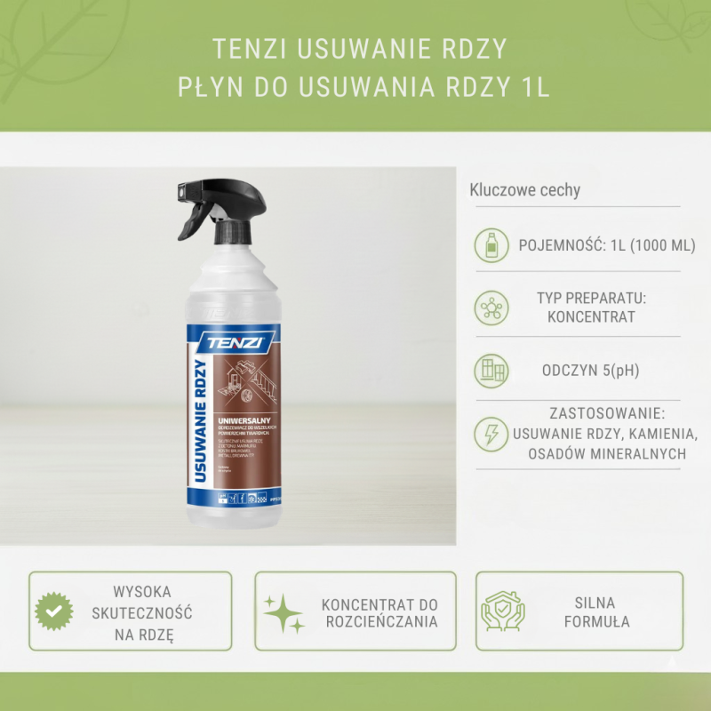 TENZI Usuwanie Rdzy 1L | Preparat do Odrdzewiania Powierzchni