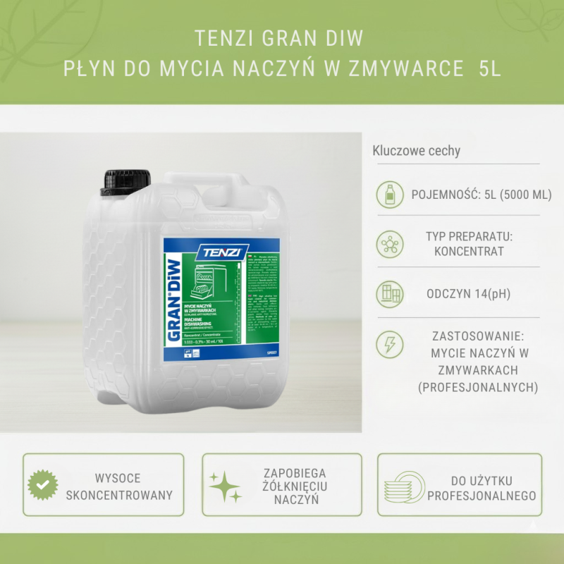 TENZI GRAN Diw 5L Płyn do Zmywarek Antykorozyjny | Profesjonalny