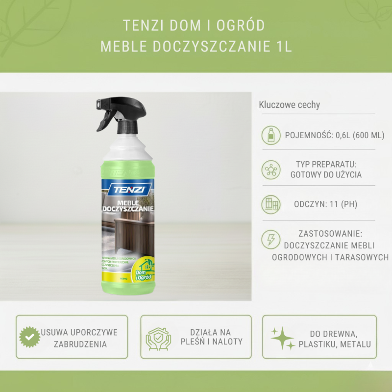 TENZI Meble Doczyszczanie 1L | Czyszczenie Mebli Ogrodowych | Profesjonalny Preparat