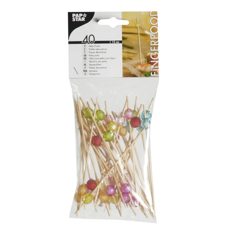 Patyczki PEARL bambusowe 12 cm 40 szt Paleta Barw