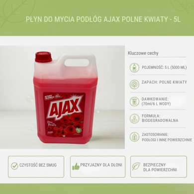 Płyn AJAX Polne Kwiaty 5L – Uniwersalny, Biodegradowalny