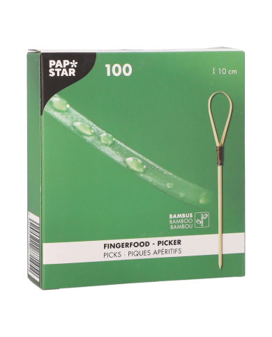 Patyczki fingerfood LOOP bambusowe 10cm 100szt Papstar