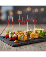 Patyczki fingerfood HEART 7cm bambus 40szt PAPSTAR