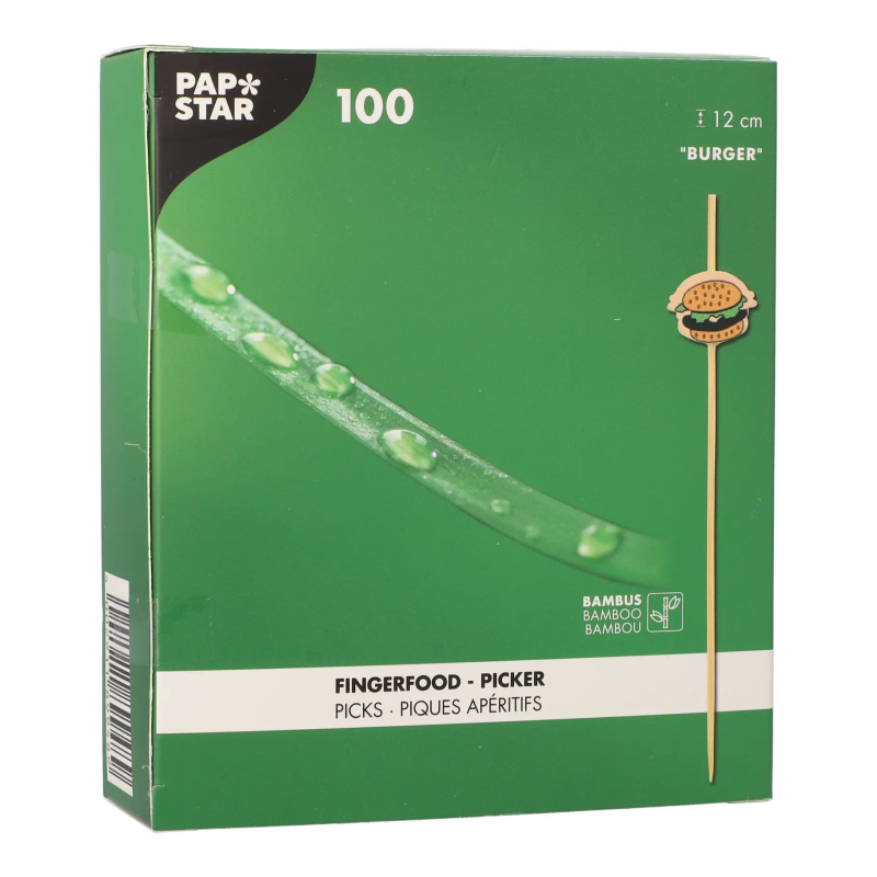 Patyczki fingerfood Burger 12cm bambus 100szt