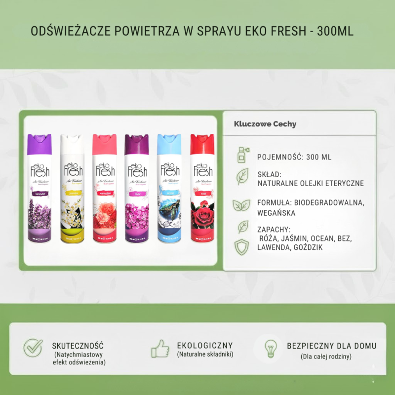 Ekologiczny odświeżacz powietrza EkoFresh 300ml spray
