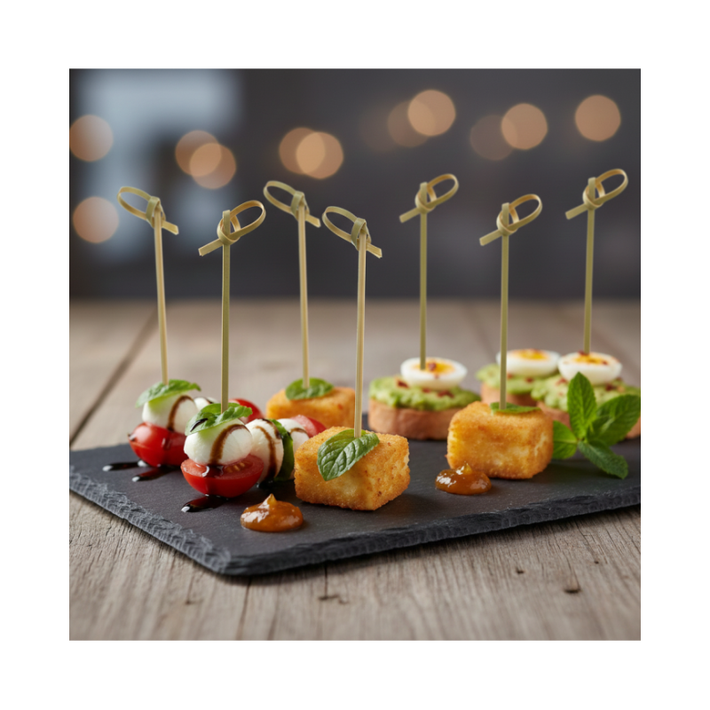 Patyczki Fingerfood Bambusowe 6cm Zielone Knot 250szt