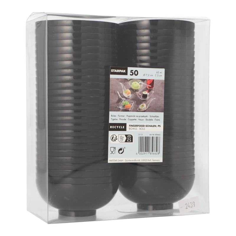 Pojemnik fingerfood czarny 65ml PS 50szt PAPSTAR