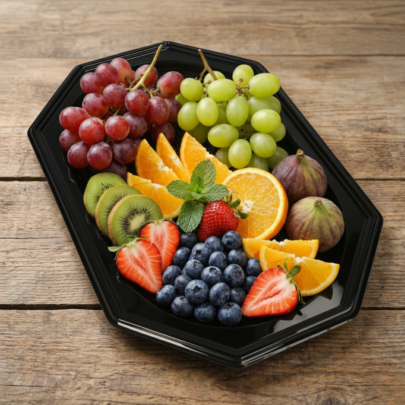 Taca jednorazowa czarna rPET 45×30 cm 10 szt.