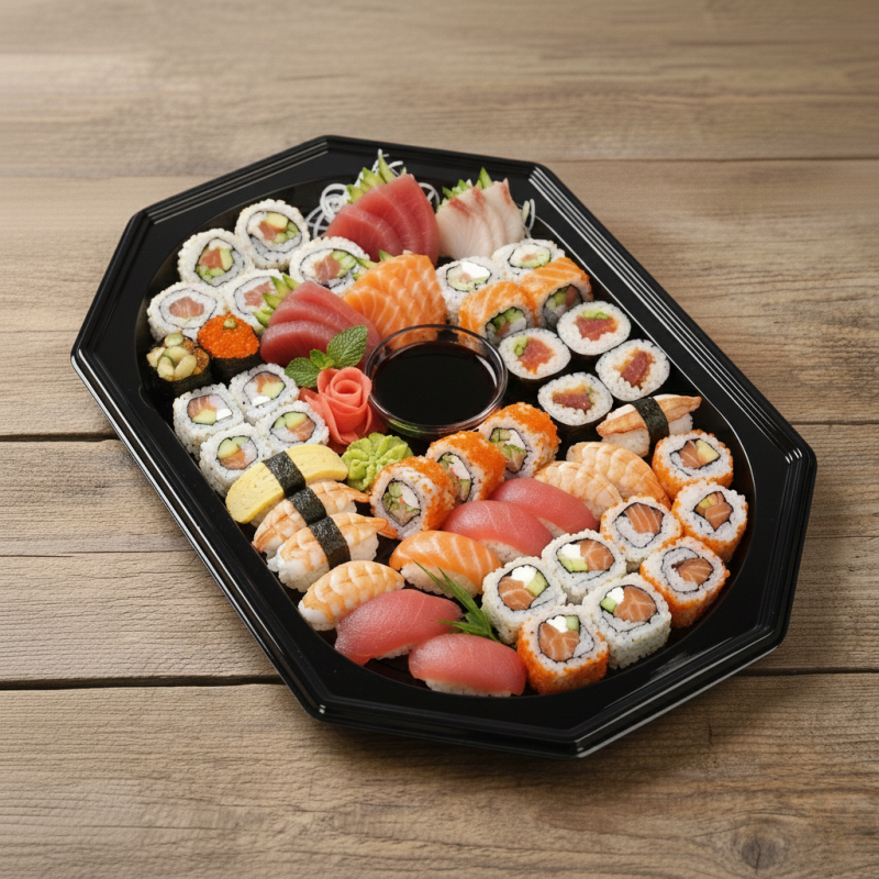 Taca czarna 54×36 cm R-PET 10szt. – catering, gastronomia