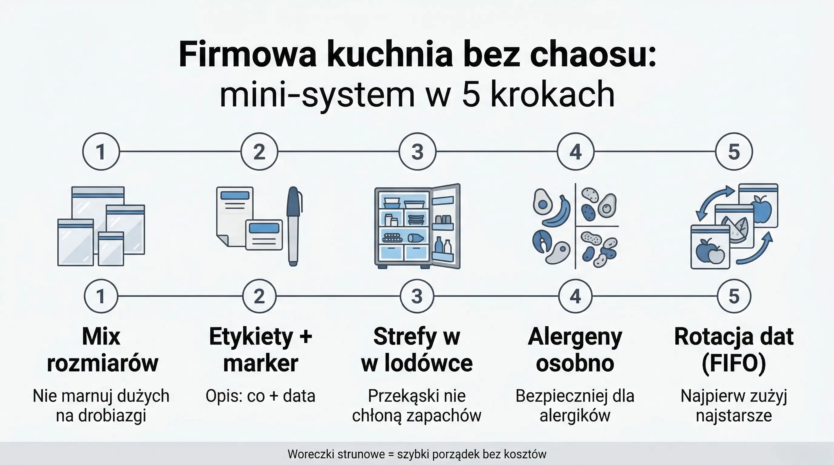 Firmowa kuchnia bez chaosu: mini-system w 5 krokach