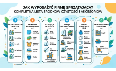 Jak wyposażyć firmę sprzątającą? Kompletna lista środków czystości i akcesoriów