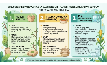Ekologiczne opakowania dla gastronomii – papier, trzcina cukrowa czy PLA? Porównanie materiałów