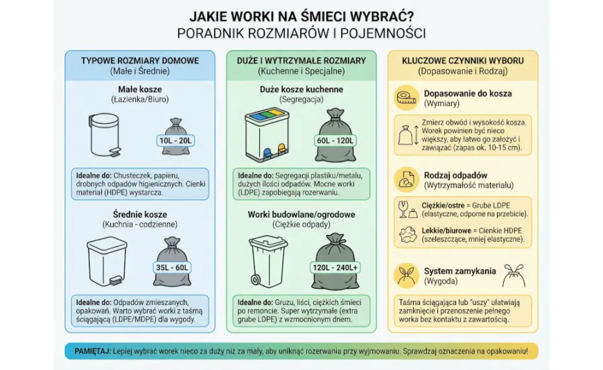 Jakie worki na śmieci wybrać? Poradnik rozmiarów i pojemności